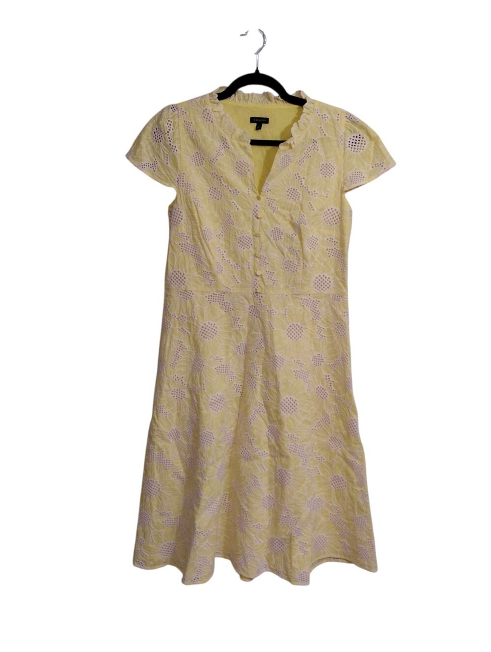 Talbots Yellow Eyelet Floral A-Line Dress